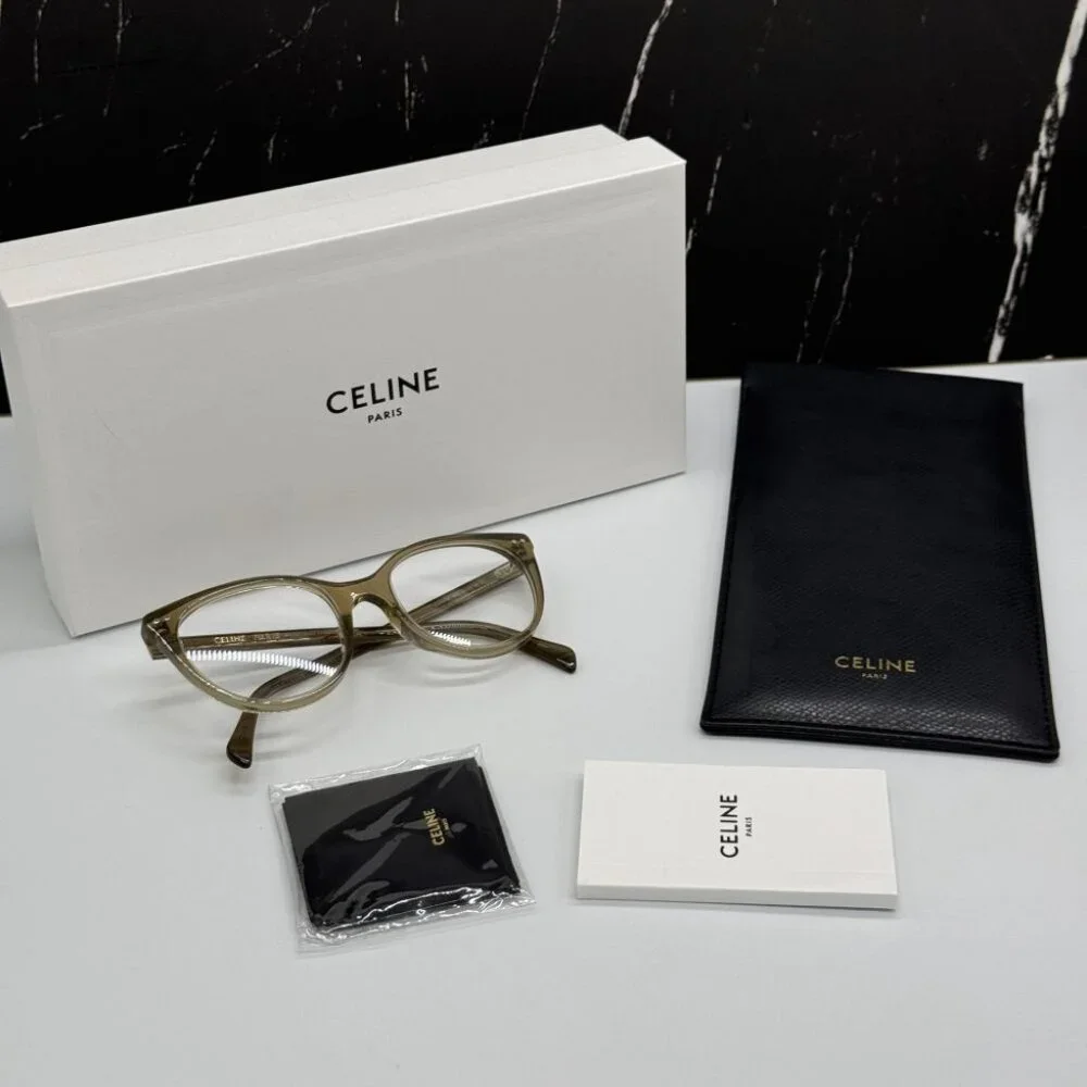 NEW CL50068I 093 CELINE WOMEN CAT EYE EYEGLASSES KHAKI EYEWEAR CELINE